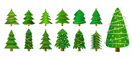 卡通时尚简洁的圣诞树素材下载