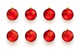 金色欧式花纹的红色圣诞节绣球素材下载