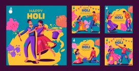 HAPPY HOLI-快乐的节日跳舞海报素材下载