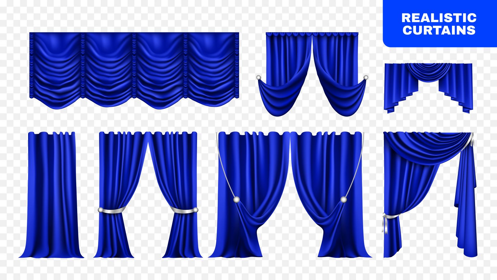 蓝色帷幕窗帘材质素材下载图片