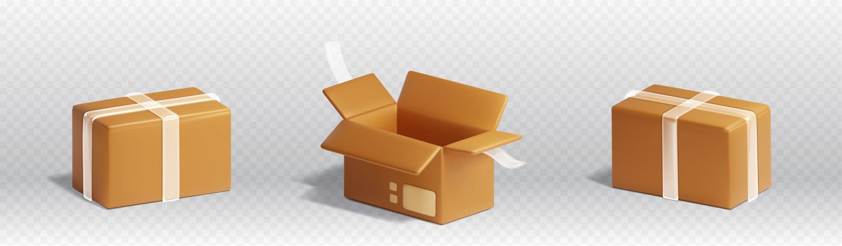 逼真的3D立体纸箱包装盒图片