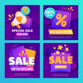 紫色购物销售instagram折扣优惠帖子