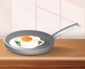 平底锅煎蛋早餐素材