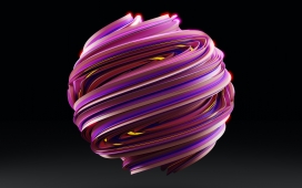 蓝红紫旋转团团在一起的3D背景图