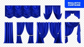 蓝色帷幕窗帘材质素材下载