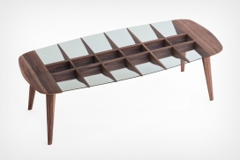 木材和玻璃视觉融合不同寻常的人字形餐桌