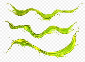 绿色三条动态液态流体水花素材