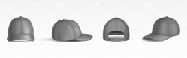 四款多角度的灰色鸭嘴帽素材