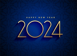 蓝色背景2024金色跨年新年字体素材