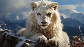 盘踞在雪山上的白狮
