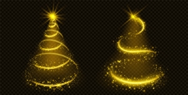 金色圣诞树炫光素材