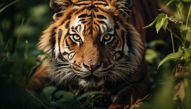 草丛中的孟加拉虎图片