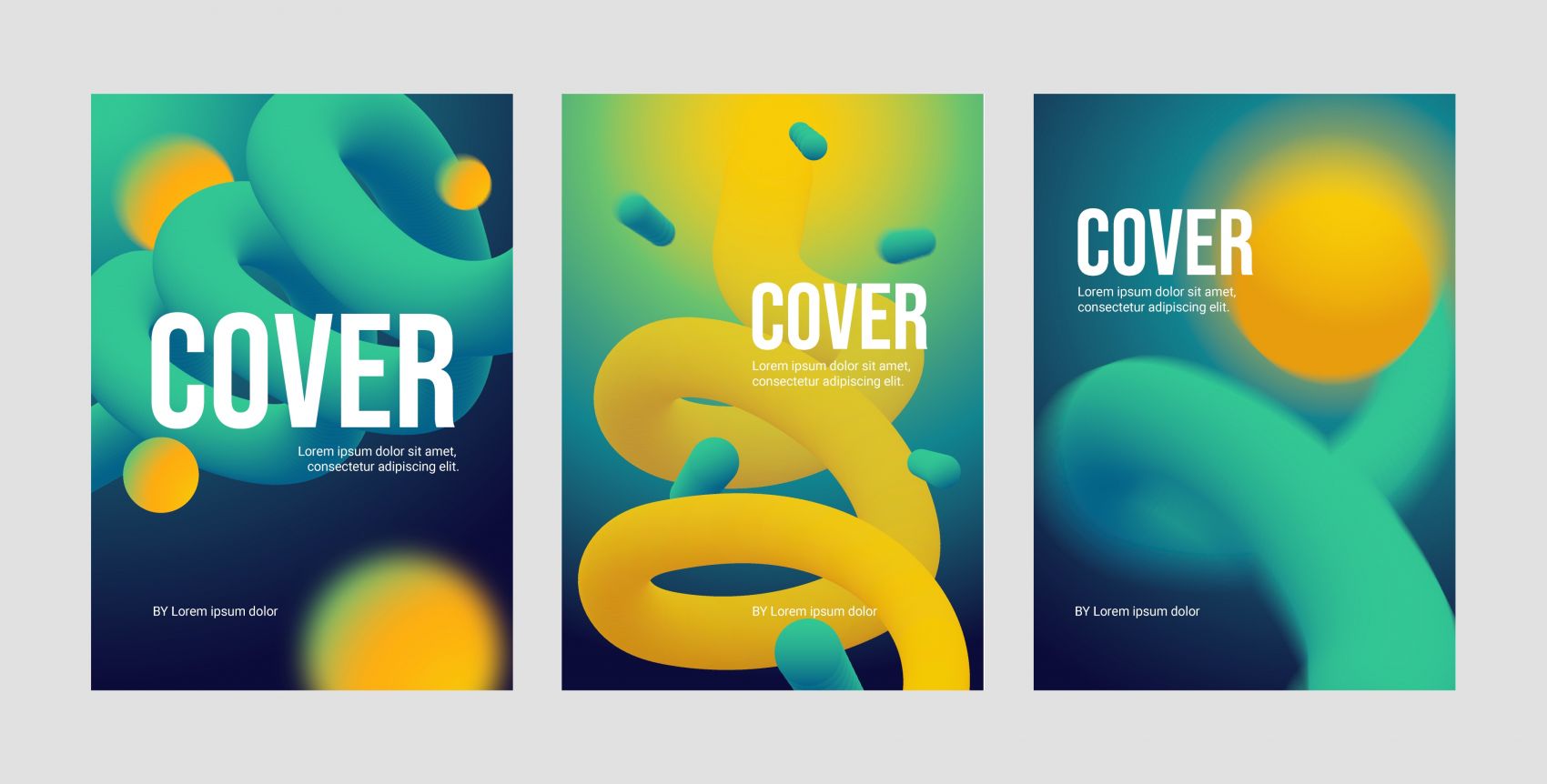 三款色彩渐变管状装饰画素材图片