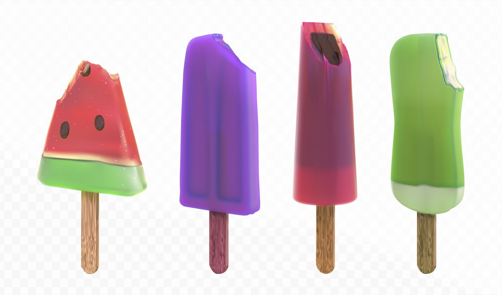 四款水果冷饮冰棒素材图片
