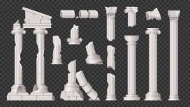 复古损坏的罗马柱建筑素材