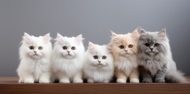 五只灰白猫图片