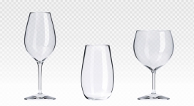 白色透明酒杯PNG分层素材