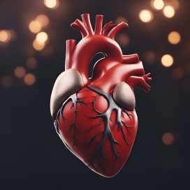 逼真的红色心脏器官图