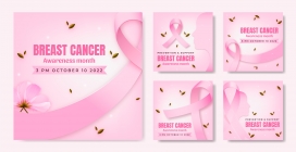 粉红色乳腺癌卡片海报素材下载