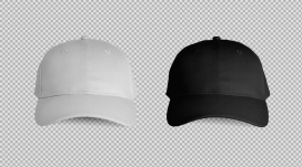 两顶黑白棒球帽素材