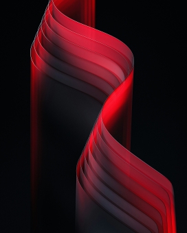 红色曲线运动抽象背景图