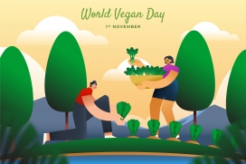 卡通世界素食日庆典活动海报素材