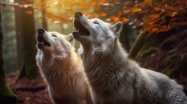 两只吼叫的狼