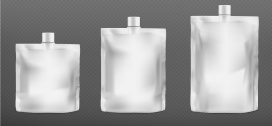 三款银白色的液态包装袋