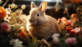 可爱温顺的灰兔子