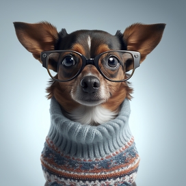 戴眼镜穿毛衣的吉娃娃犬