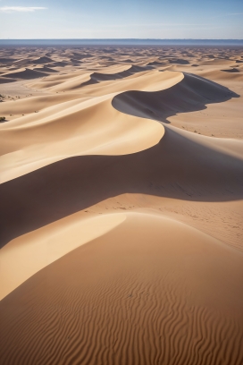 连绵起伏的金色沙漠沙丘图