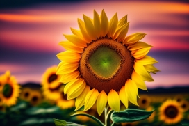 AI作画-美丽逼真的向日葵太阳花