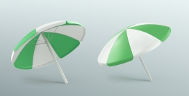 两款白绿遮阳伞