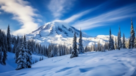 冬季雪山雪景图