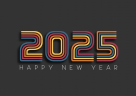 俏皮的彩色重线2025跨年字体