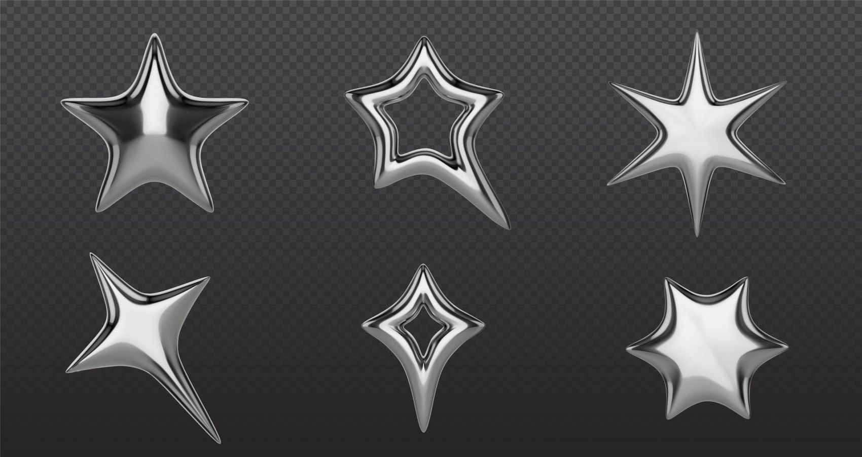 六款银色五角星素材图片