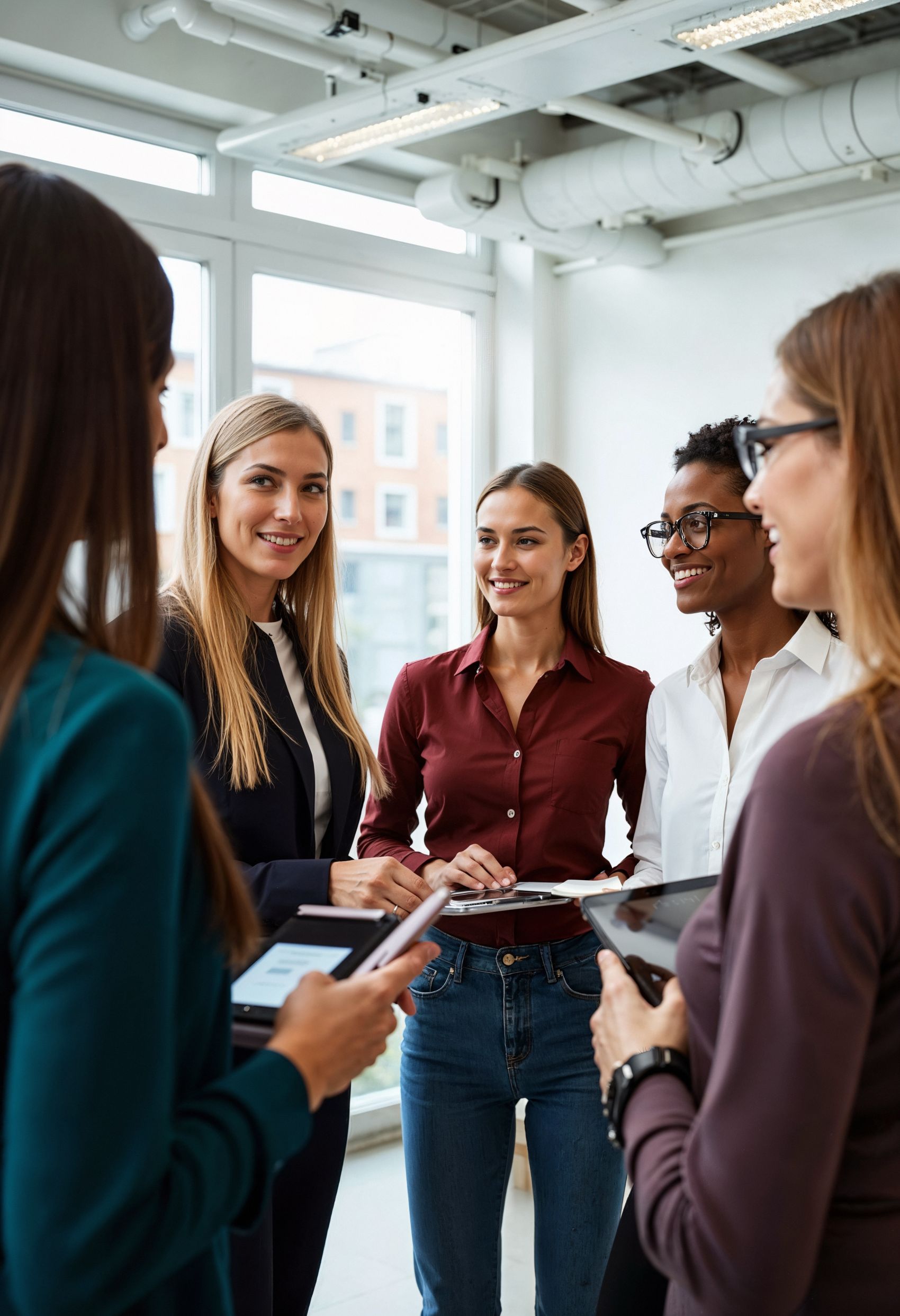 三张国外女性洽谈商务会议聊天场景图片图片