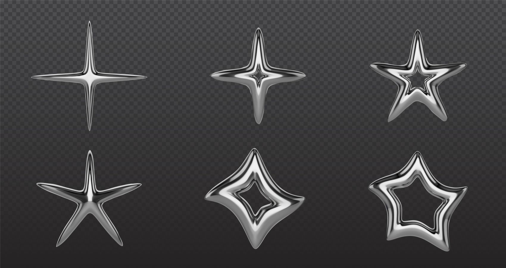六款银色星星素材图片