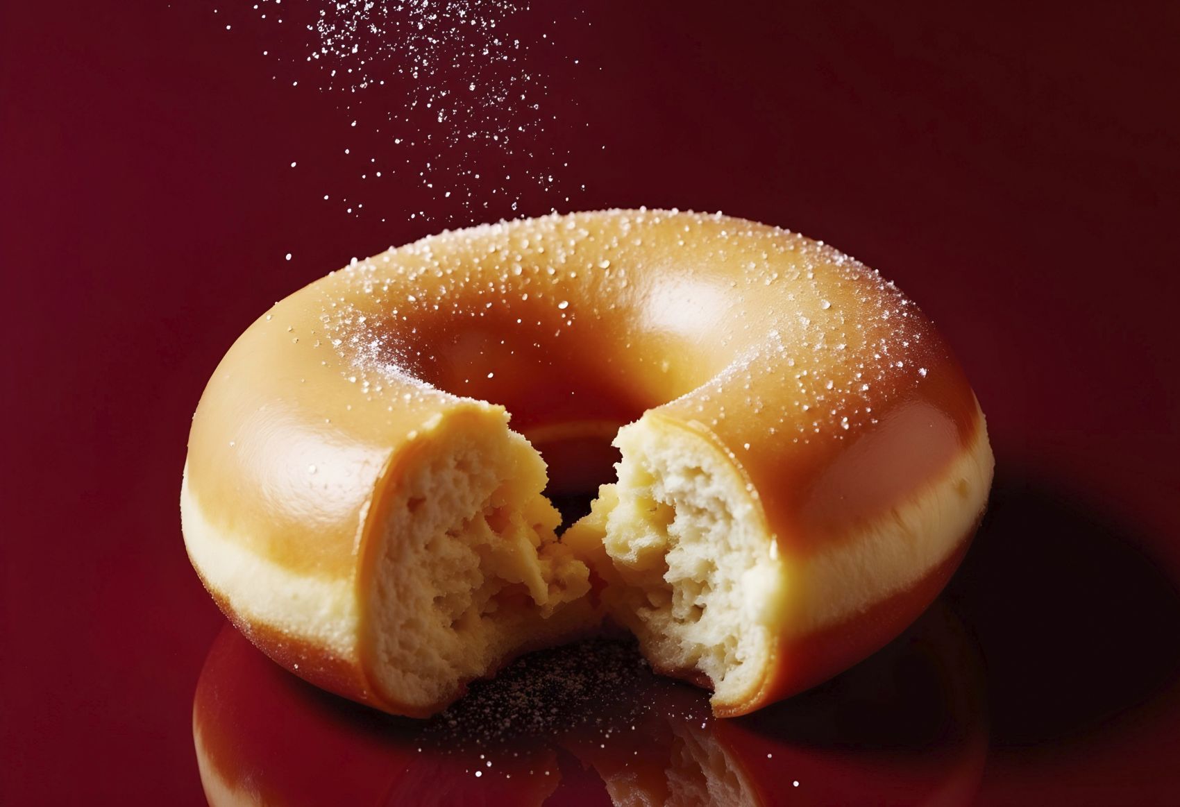 带切口的甜甜圈面包图片