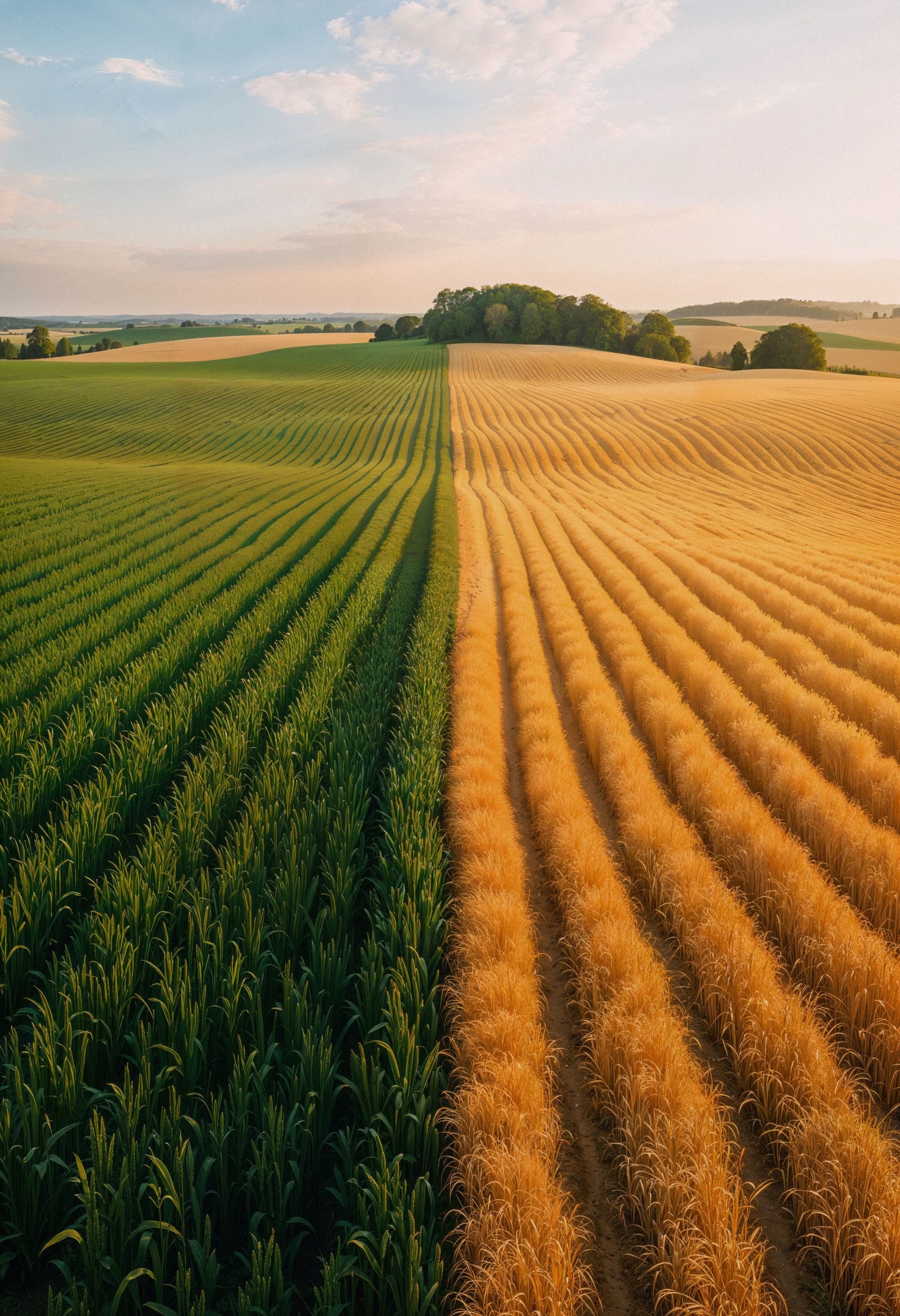 平分秋色的麦田荒草图片