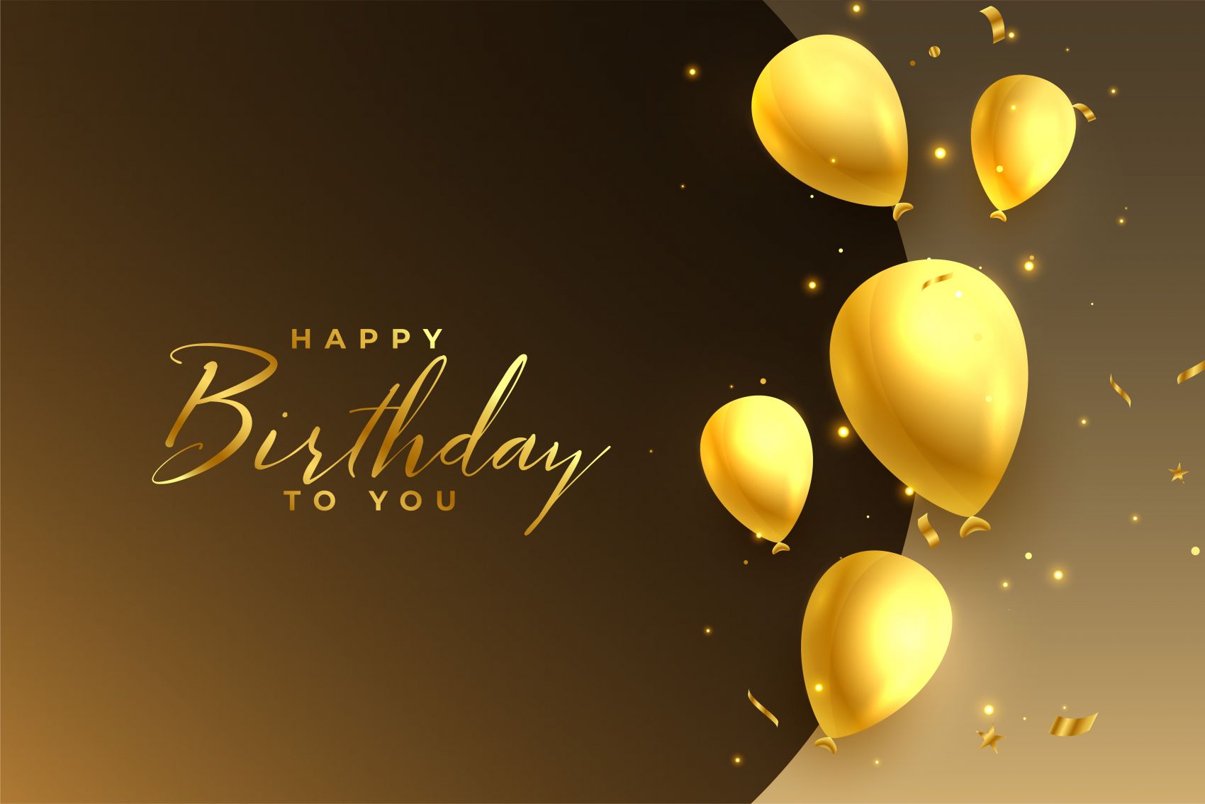 生日快乐-金色氢气球海报素材图片