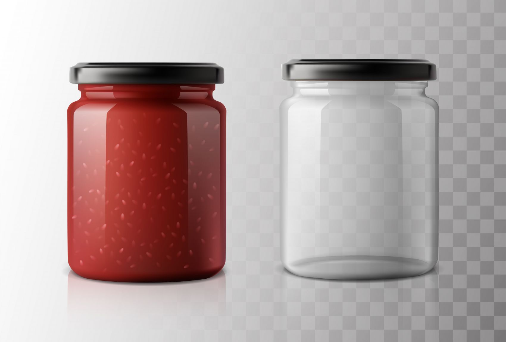 新鲜的红色辣椒酱西红柿酱玻璃瓶素材图片