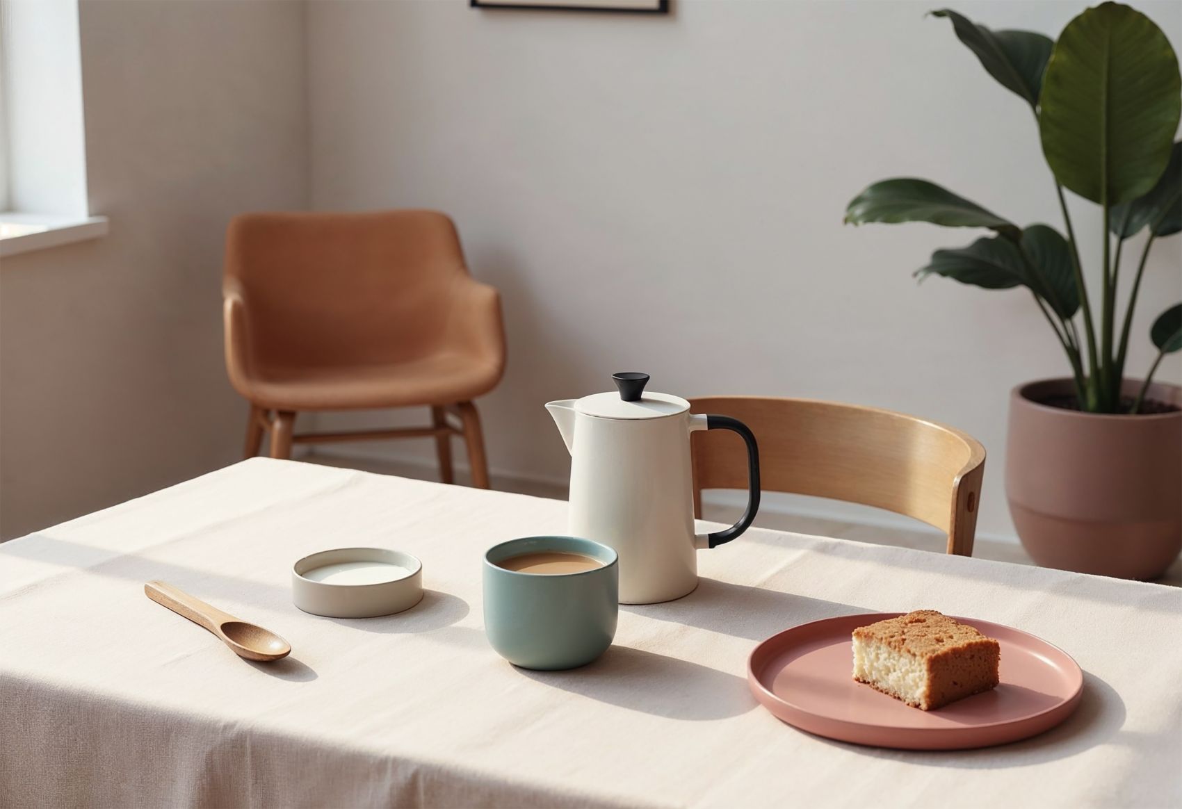 唯美清爽的早餐静物摆件图图片