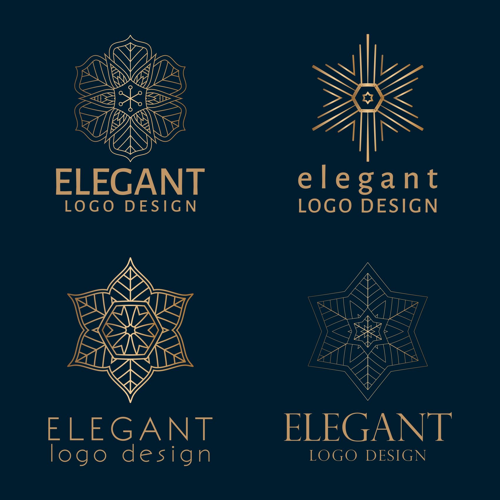 四款金色优雅标志设计系列图片