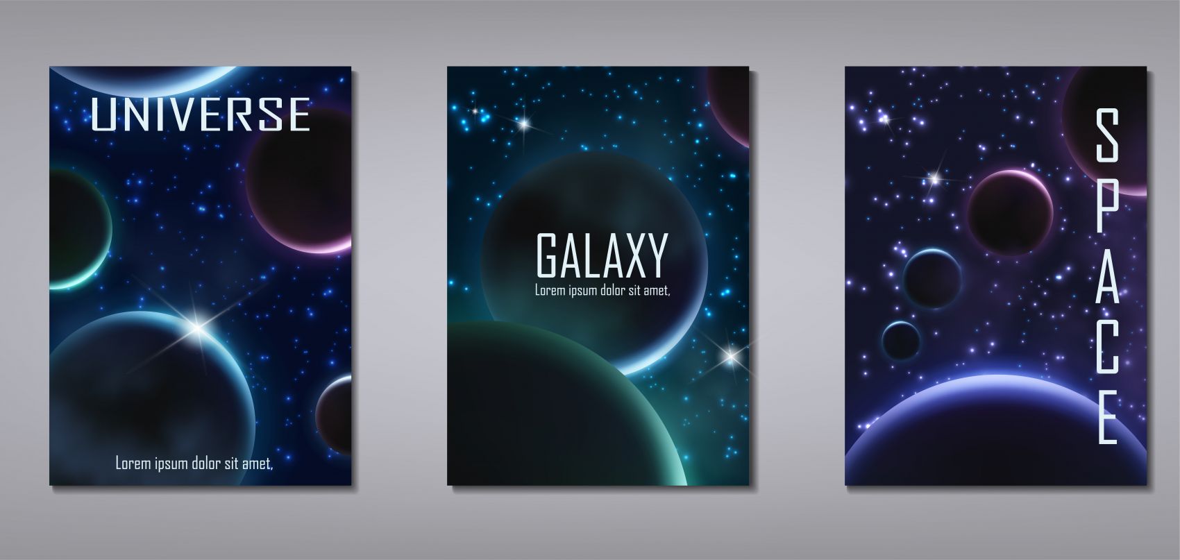 三款霓虹行星海报图片