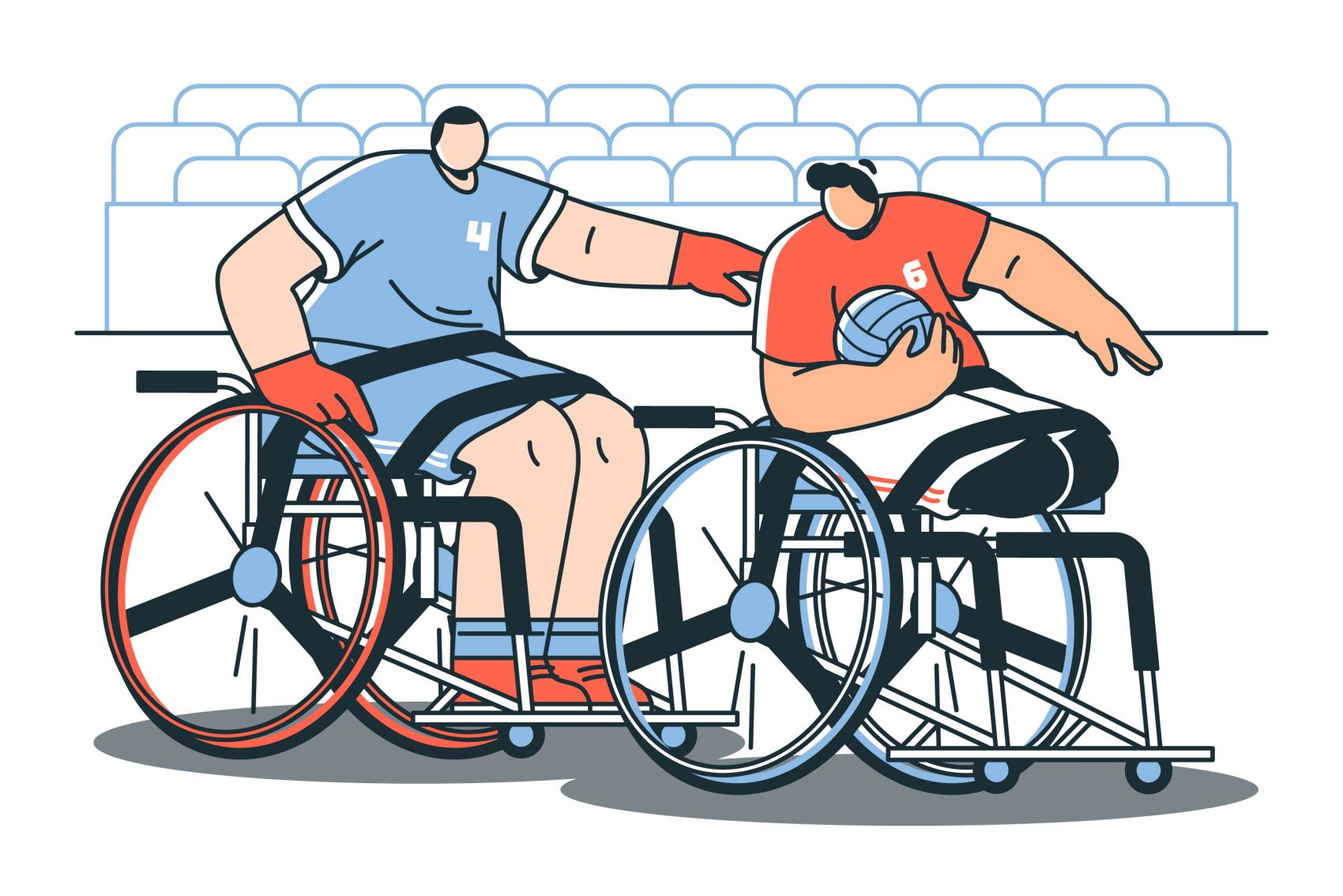 卡通轮椅橄榄球概念图素材图片