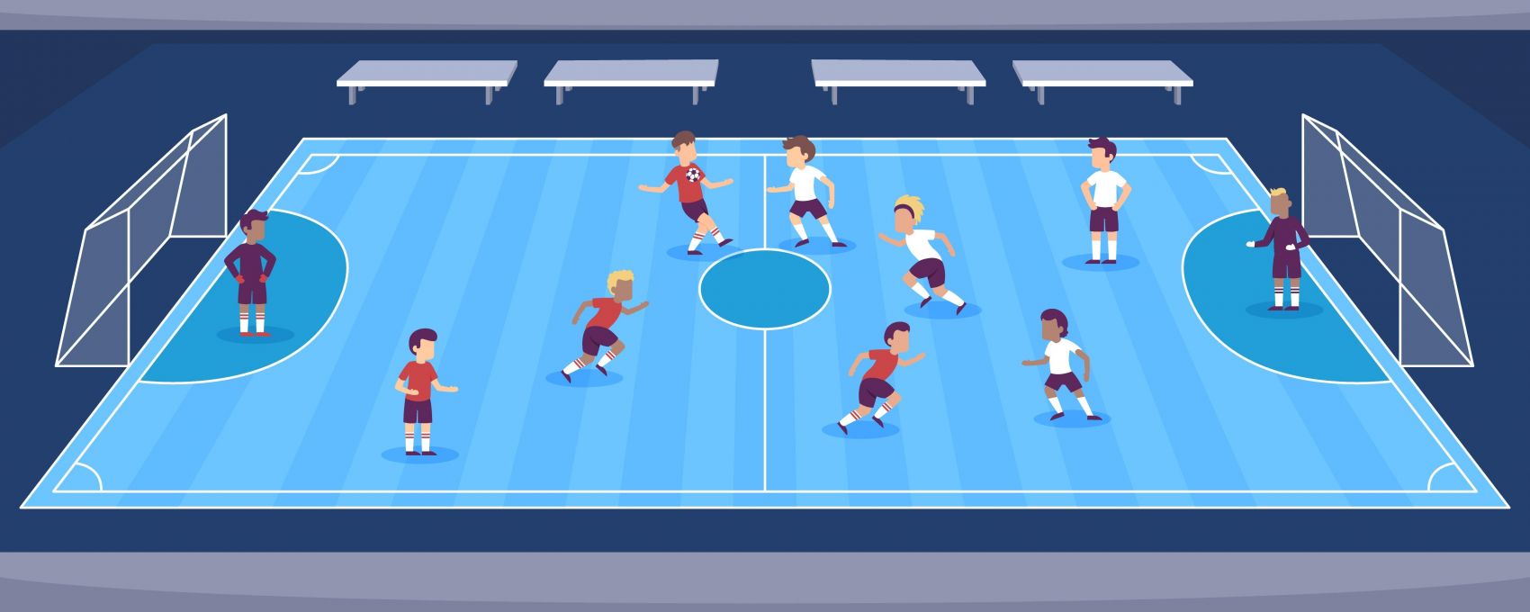 卡通风格室内足球赛场景图片