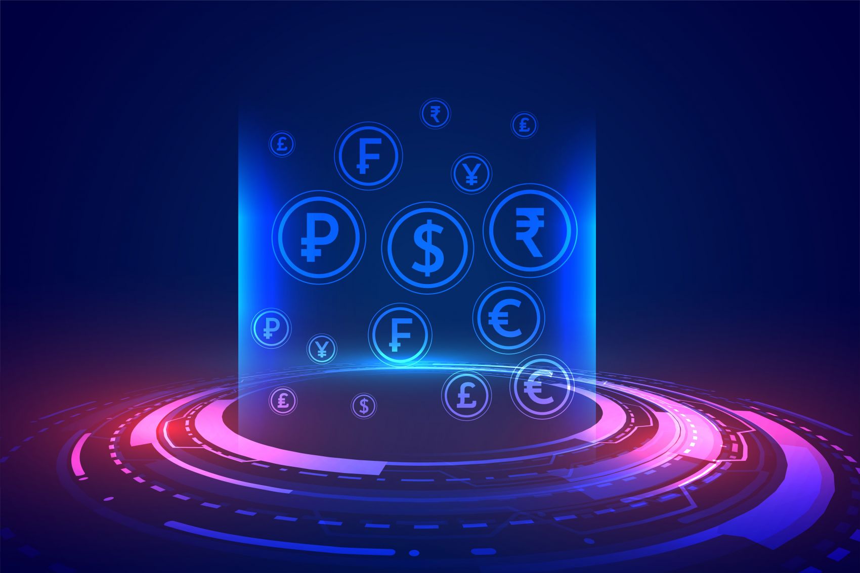 金融科技-货币符号的数字浪潮图片