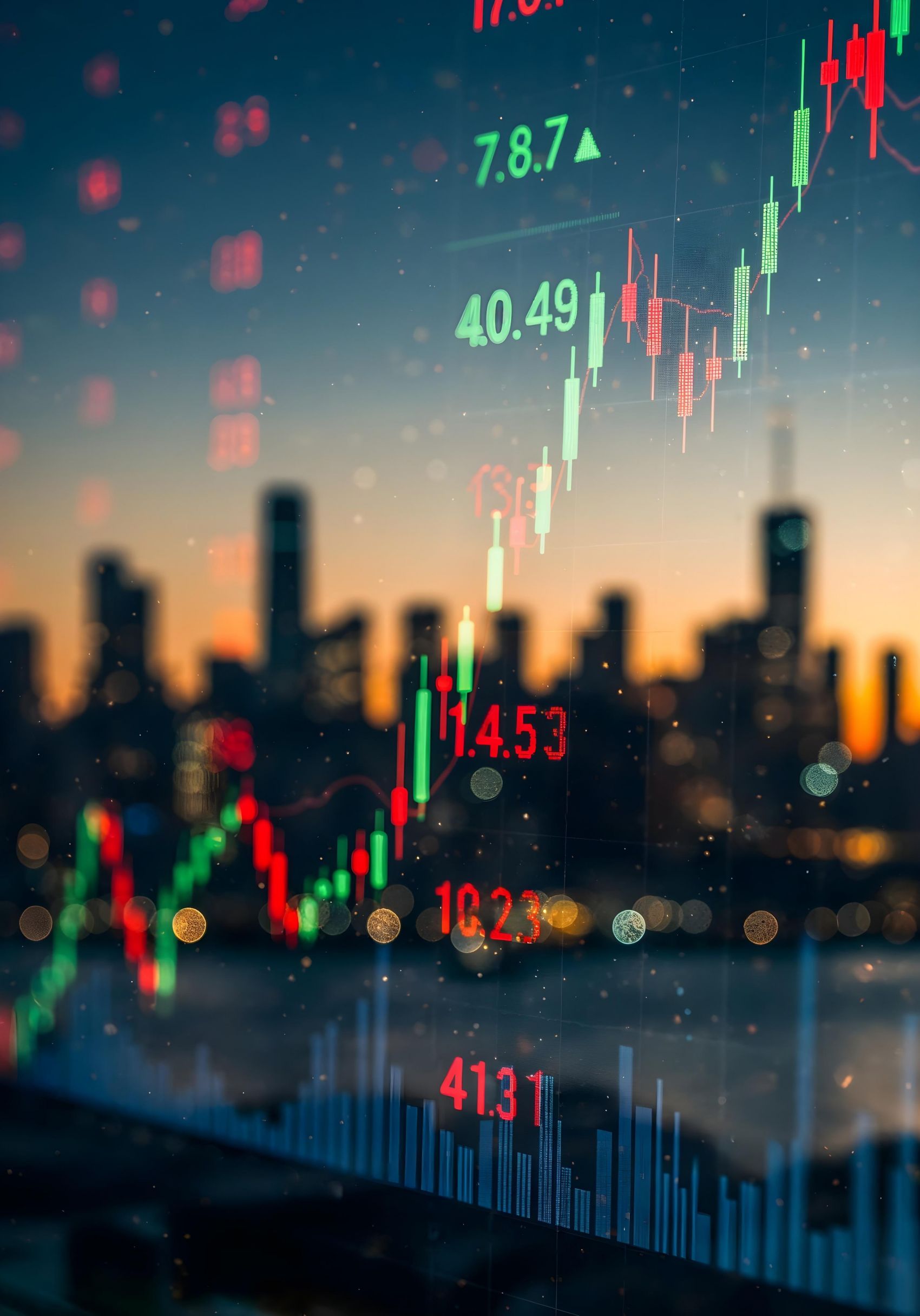 城市背景下的金融市场数据图片