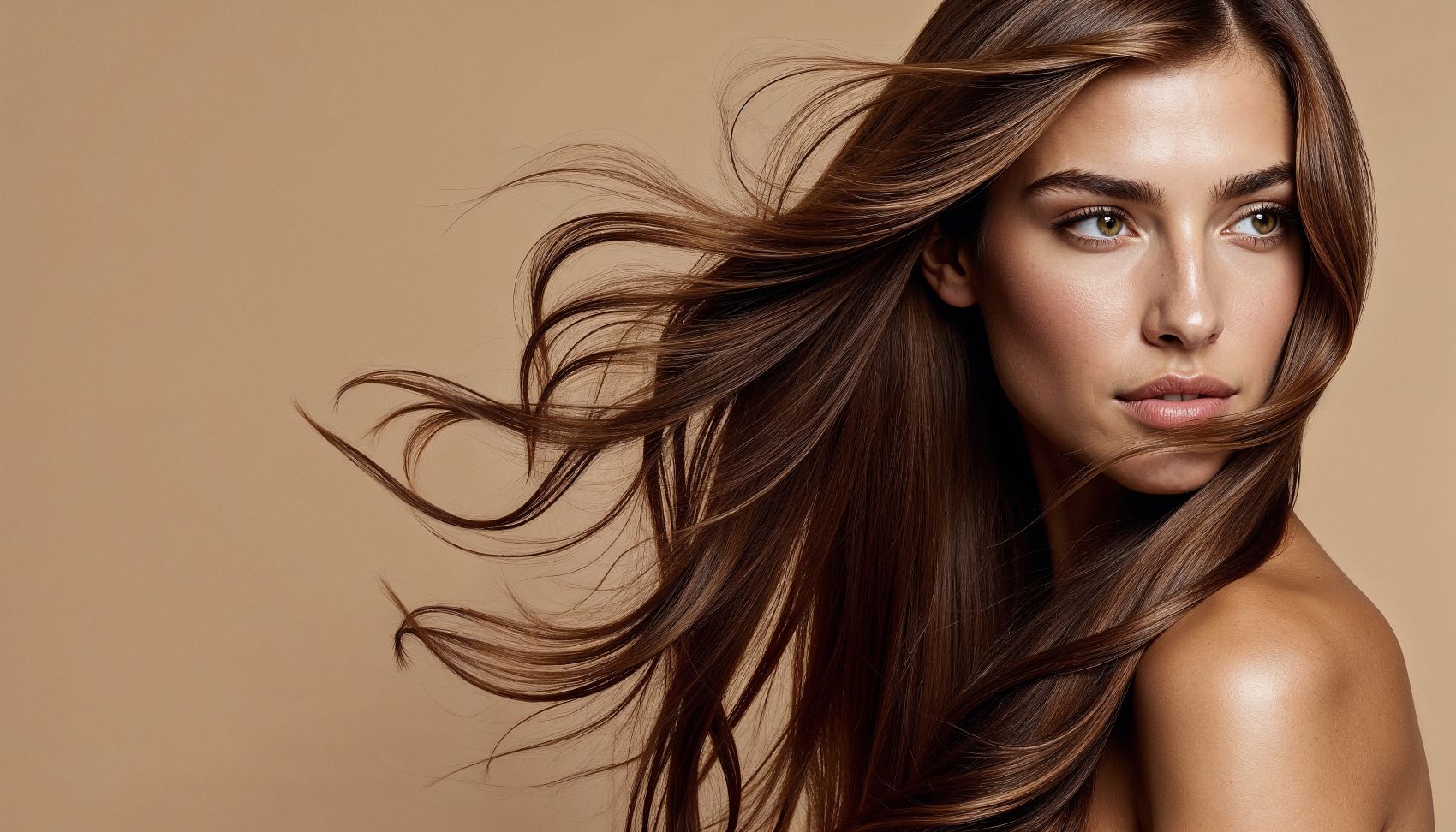 棕发女性的飘逸发丝图片